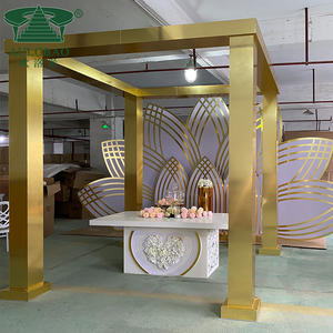 ฉากหลังงานแต่งงานหรูหรา ตกแต่งด้วยดอกไม้สแตนเลสสีทอง - Product Image 6