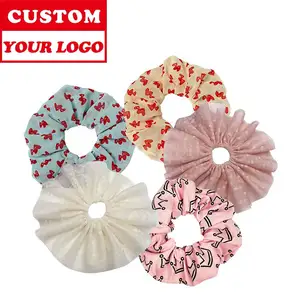 Factory custom logo label large High Quality Extra Large Hair Scrunchies hair scrunchies wholesale