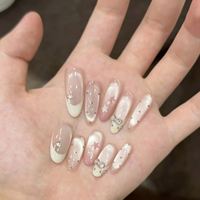 [Exclusivité Sweet Girl] Ongles press-on faits main en ABS, design œil de chat avancé, doux et confortables à porter, blancs, longueurs longues/moyennes/courtes
