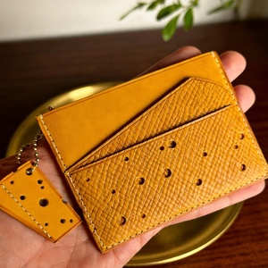 Cute Cheese Inspired High Quality Genuine Leather Open Closure Minimalist Slim Card Holder & Organizer - Product Image 3