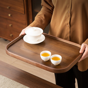 Wooden Serving Trays Rectangular <b>Bamboo</b> With Handle For Home Coffee <b>Table</b> Use - Product Image 2