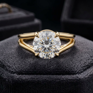 Anillo de Compromiso Solitario con Diamante Cultivado en Laboratorio, Certificado IGI, con Aro Dividido, en Oro de 10K/14K/18K, Plata 925/935, Bañado en Rodio - Regalo de Boda - Product Image 1