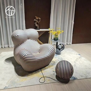 Sofá <span class=keywords><strong>reclinable</strong></span> moderno para sala de estar, <span class=keywords><strong>silla</strong></span> <span class=keywords><strong>reclinable</strong></span> de tela tapizada a rayas, <span class=keywords><strong>con</strong></span> reposapiés, de terciopelo - Product Image 5