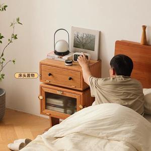 Solid Wood Side <b>Cabinet</b> Cherry Wood 2 Compartments <b>Storage</b> Living Room Bedroom Furniture - Product Image 3