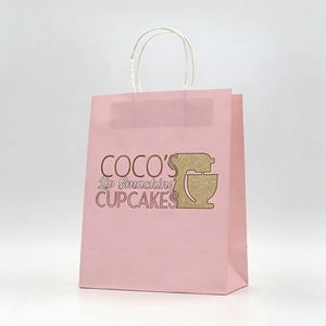 Bolsas de Papel Kraft Rosa para Compras, Reciclables, Personalizadas con Logotipo, para Alimentos, Ropa, Regalos, Venta al Por Mayor - Product Image 3