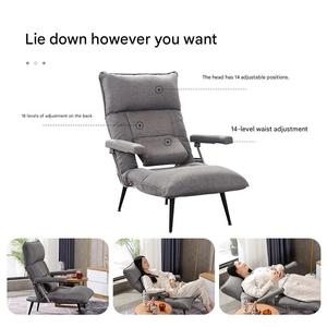 Fauteuil simple moderne en tissu lin Kino Slub avec accoudoirs pliables, ergonomique, pour une sieste rapide, canapé pour le salon - Product Image 2
