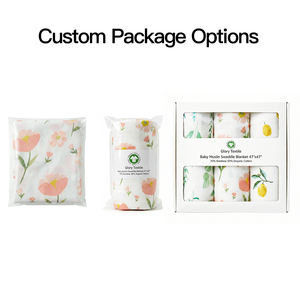 Couverture d'emmaillotage en mousseline double couche en mélange de coton et bambou biologique certifié GOTS, certifiée OEKO-TEX, vente en gros, étiquette personnalisée - Product Image 5