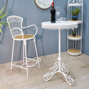 INNOVA European Rustic Style Round White Color Metal High Home <strong>bar</strong> Table Coffee Table for Hotel <strong>Pub</strong> - Product Image 6