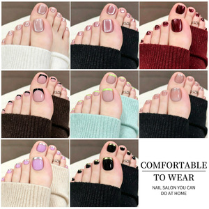 Puntas de Uñas Francesas con Efecto Ojo de Gato, Uñas Postizas con Brillo, 4 Piezas/Juego en Caja, Adhesivos para Uñas de los Pies - Product Image 2