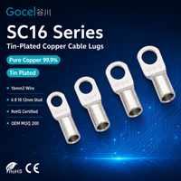 GOCEL SC16 Cosses de câble en cuivre étamé, borne tubulaire en cuivre pur à 99,9% pour câble 16mm², connecteur électrique à sertir avec goujons M6 M8 M10 M12