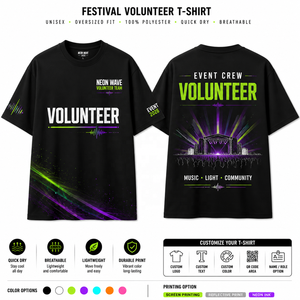 Custom <b>Neon</b> Wave Music Festival <b>T</b> <b>Shirt</b> Custom Event Volunteer Team Colorful Graphic Sublimation Printed Quick Dry Event <b>T</b> <b>Shirt</b> - Product Image 3