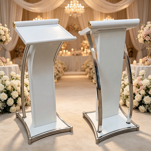 OEM ODM Brushed Gold Metal Wedding Podium Lectern Wine Red Metal Speech <b>Stand</b> For Banquet Event Wedding Ceremony <b>Hall</b> - Product Image 2