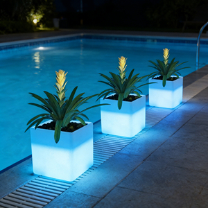 New Arrival IP65 Waterproof <b>Solar</b> Powered LED Garden Night <b>Light</b> Luxury Modern Outdoor Plastic Plant Pot for <b>Flower</b> Electronic - Product Image 2