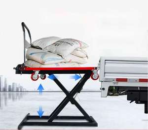 SUJIN Troli Meja Angkat Hidrolik Elektrik 4 Roda Bertenaga Baterai, Keranjang Pengangkat Barang Model Gunting Bahan Stainless Steel 200-300kg - Product Image 2