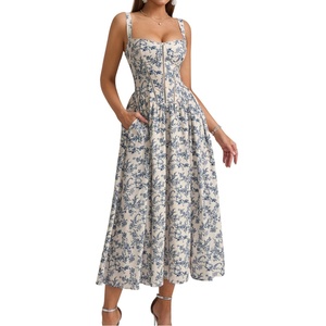 Custom Design <strong>Maxi</strong> Floral Corset <strong>Dress</strong> Dpring Summer Flowy <strong>Sun</strong> <strong>Dress</strong> Milk Maid <strong>Dresses</strong> for Vacation Wedding Beach - Product Image 1
