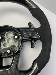 พวงมาลัยแต่ง <span class=keywords><strong>Audi</strong></span> คาร์บอนลายขาว Alcantara <span class=keywords><strong>RS</strong></span> พร้อม Paddle Shift แบบ Flat Bottom สำหรับ A3 A4 A5 A6 A7 <span class=keywords><strong>Q3</strong></span> Q5 Q7 Q8  แบบ OEM Plug and Play - Product Image 2