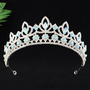 Diadème de Mariée Élégant en Cristal Coloré, Couronne Florale en Strass Or, Argent, Rose, Rouge, Bleu, pour Mariage, Reine, Coiffe de Mariée - Product Image 5