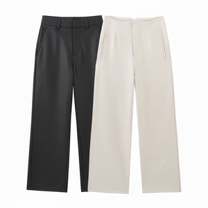 Femmes 2023 printemps Nouvelle mode jambe droite large Pantalon confortable Vintage taille haute respirant fermeture éclair arrière Pantalon femme - Product Image 1