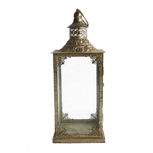 Set di 3 <span class=keywords><strong>Portacandele</strong></span> e Lanterne in Metallo Dorato Antico Marocchino con Stampa Personalizzabile per Decorazione Casa e Uso Votivo - Product Image 2