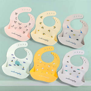 Babero de silicona para bebé con bolsillo profundo para recoger comida, impermeable, cuello ajustable, delantal para la hora de comer de niños pequeños, logotipo personalizado, venta al por mayor - Product Image 6