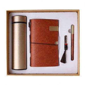 Ensemble cadeau de luxe pour entreprise, carnet à couverture rigide, bouteille isotherme, stylo signature, fournitures de bureau, boîte cadeau en PU - Product Image 2