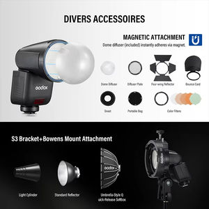 Flash <span class=keywords><strong>Godox</strong></span> V1mid TTL <span class=keywords><strong>Speedlite</strong></span> 2.4G Inalámbrico 1/8000s HSS con Cabezal Redondo para Canon, Sony, <span class=keywords><strong>Nikon</strong></span>, Fujifilm - Product Image 2