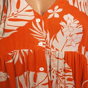 Robe maxi hawaïenne décontractée pour femme, col en V profond, boutonnée, en rayonne prélavée, haute qualité, collection 2025 – Grande Vente - Product Image 6