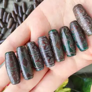 2021 hot sale natural tibetan agate dzi beads drum gemstone agate beads 30mm 5pcs/lot 1470049