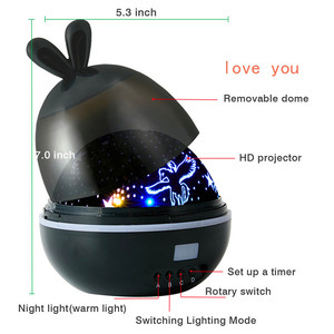 Fluorescent lapin calendrier projection étoilée lampe led rotatif étoilée nouveau et étrange Noël atmosphère veilleuse - Product Image 4