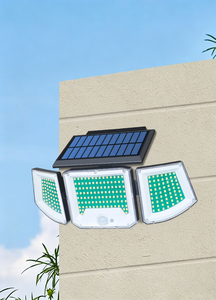 โคมไฟติดผนังพลังงานแสงอาทิตย์กลางแจ้ง 228 LED 450 ลูเมนส์ พร้อมเซ็นเซอร์ตรวจจับความเคลื่อนไหว ไฟรักษาความปลอดภัย ได้รับการรับรองมาตรฐาน CE ROHS กันน้ำระดับ IP65 สำหรับรั้วบ้าน - Product Image 4