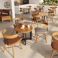 Chaise de canapé en cuir occidental en bois massif pour cafés restaurants loisirs lecture pour dîner Dessert lait thé barres de livres