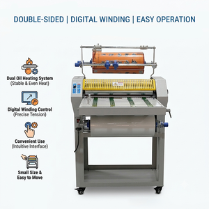 Machine à <span class=keywords><strong>plastifier</strong></span> numérique SMFM520A <span class=keywords><strong>A3</strong></span> à chauffage par huile, plastifieuse manuelle double face pour papier de bureau, photos et documents - Product Image 1
