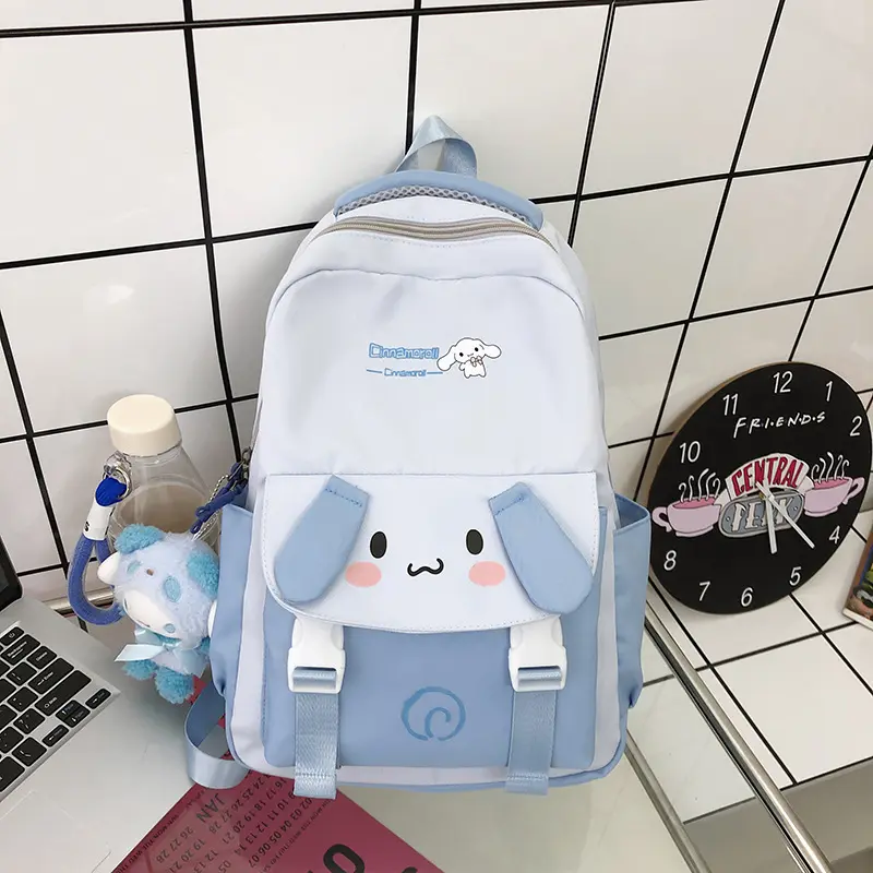 Mochila de viagem Kulomi Kawaii para estudantes, bolsa de ombro leve à prova d'água de grande capacidade, novo design preta