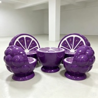 Statue de table et de chaise en fibre de verre en forme de fruits simulés, mobilier coloré en forme d'agrumes et de pastèque pour événements festifs, centres commerciaux et vitrines