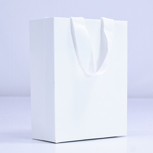 Ruban cadeau de couleur unie poignées petite base large fond pierre précieuse emballage boutique shopping bijoux montre sacs en papier blanc - Product Image 6