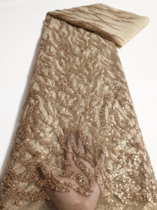 Ni. Ai màu xanh lá cây Vải cô dâu ren sang trọng thêu hạt Sequins phi ren vải váy cưới ren với đính cườm - Product Image 4