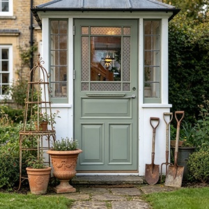 Porte d'entrée de style vintage Green Manor, porte extérieure en verre sur mesure de style vintage pour villa - Product Image 5