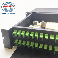 Kotak Terminal ODF Rak Mount 19" 1U dengan Sistem Geser, 48 Port SC LC, Panel Patch Serat Optik, Kapasitas 12-288 Core