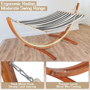 Support en bois Danlong pour <span class=keywords><strong>hamac</strong></span> avec <span class=keywords><strong>hamac</strong></span> <span class=keywords><strong>double</strong></span>, <span class=keywords><strong>hamac</strong></span> en tissu de coton avec <span class=keywords><strong>barre</strong></span> de fixation et support pour intérieur, patio, jardin - Product Image 3