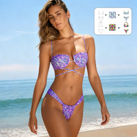 Ensemble de bikinis 2 pièces pour femmes, taille haute, durable, avec logo frontal, imprimé par transfert thermique, haute qualité, toutes tailles, personnalisé par le fabricant