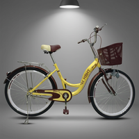 Sepeda Kota Wanita Vintage 26 Inch Grosir dengan Keranjang Rotan, Sepeda Cruiser Retro Step-Through untuk Wanita, Sepeda MTB