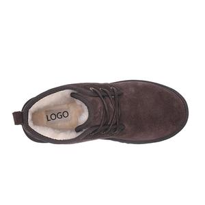 أحذية الثلج الرجالية المبطنة بالفرو بتصميم مخصص بشعار U لعام <span class=keywords><strong>2025</strong></span>، تصميم جديد وعصري لفصل الشتاء مع بطانة دافئة من الجلد الطبيعي وقصة قصيرة برباط - Product Image 5