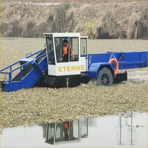 Wasserfluss Wasseralgen Unkrautwasser Hyazinthenerntgerät Wassergrasernte mit Zerkleinerer