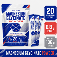 Poudre de glycinate de magnésium à formule personnalisée 6,8 g en sachets individuels, 20 sachets, fabricant de compléments alimentaires OEM ODM