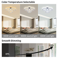 Plafonnier LED en cristal avec cadre en acier inoxydable, montage en surface, design moderne pour chambre à coucher, fonction de gradation réglable, lumière chaude 3500K