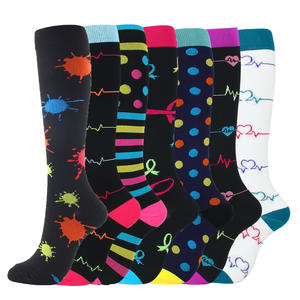 Chaussettes <span class=keywords><strong>de</strong></span> compression montantes pour femmes, pour le <span class=keywords><strong>ski</strong></span>, la course et le cyclisme, à séchage rapide, en nylon à motif à pois, vente en gros - Product Image 4