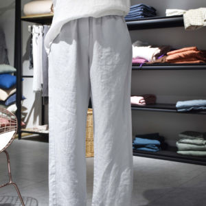 100% lusso francese <span class=keywords><strong>lino</strong></span> <span class=keywords><strong>lino</strong></span> <span class=keywords><strong>donna</strong></span> pigiama bianco unisex vita elasticizzata pantaloni in puro <span class=keywords><strong>lino</strong></span> - Product Image 1