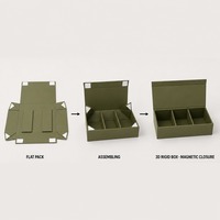 Boîte cadeau vert olive à trois compartiments, impression personnalisée, fermeture magnétique rigide, pliable, vente en gros, directement de l'usine, emballage plat