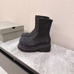 Bottes de luxe pour couple, nouvelle collection automne, style Paris, en toile, à semelle épaisse et plateforme, bout carré, fermeture éclair latérale, en cuir véritable - Product Image 2