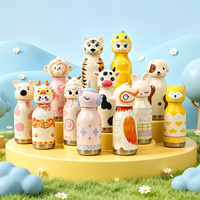 Bouteille d'eau personnalisée pour enfants en acier inoxydable 304 de 450 ml avec couvercle amovible en silicone souple à motif animal de dessin animé et paille, 100 % étanche